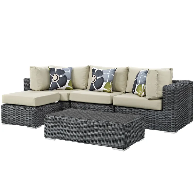 Summon 5 Piece Outdoor Patio Sunbrella Sectional Set