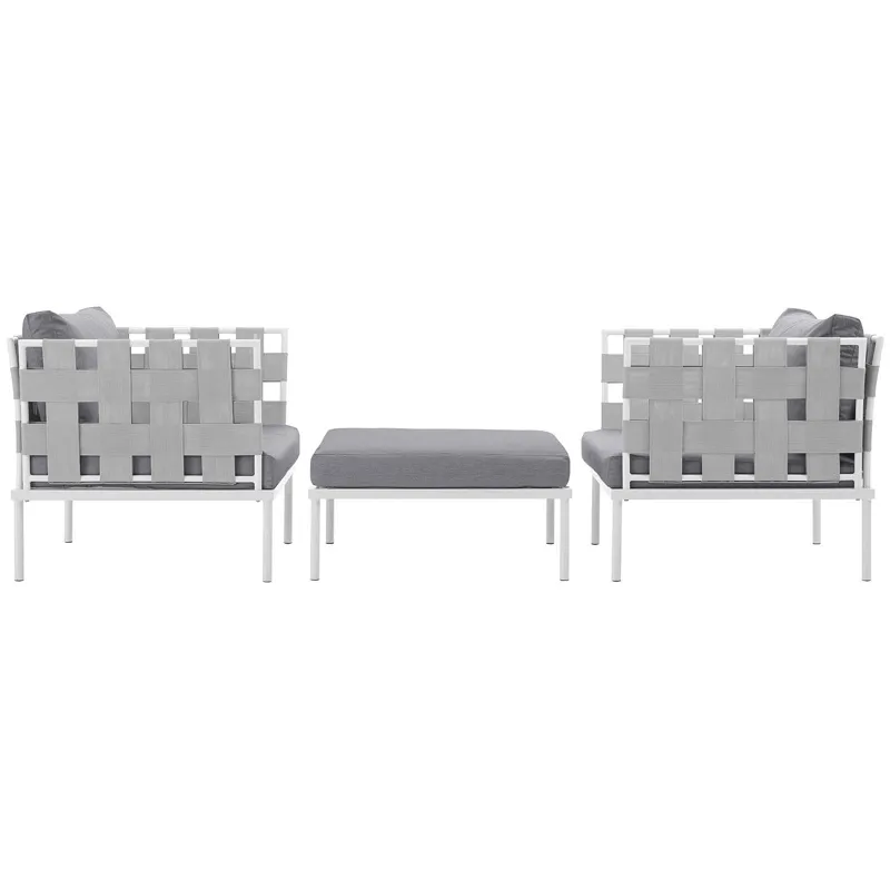 Harmony 3 Piece Outdoor Patio Aluminum Sectional Sofa Set