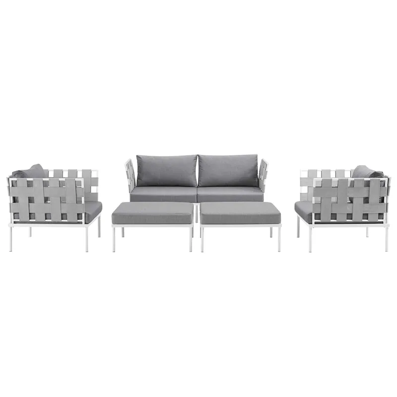 Harmony 5 Piece Outdoor Patio Aluminum Sectional Sofa Set