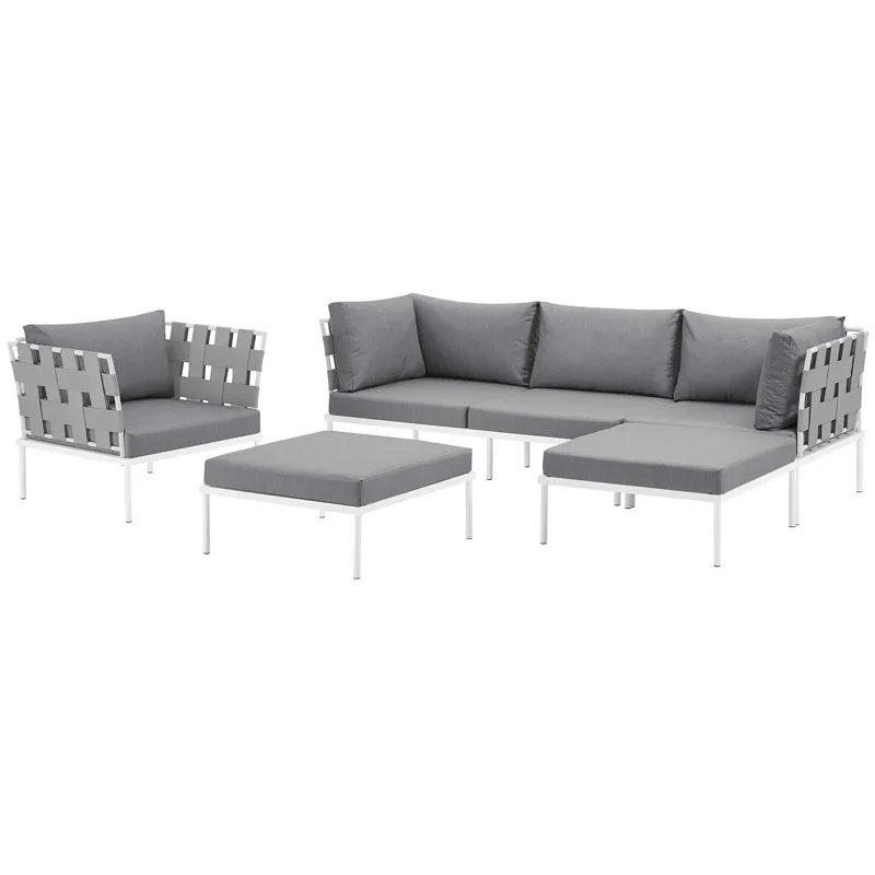 Harmony 6 Piece Outdoor Patio Aluminum Sectional Sofa Set