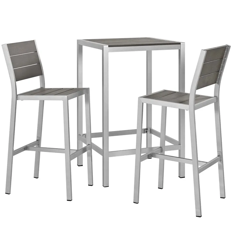 Shore 3 Piece Outdoor Patio Aluminum Outdoor Pub Set