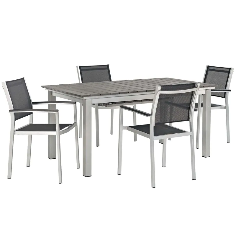 Shore 5 Piece Outdoor Patio Aluminum Outdoor Dining Set