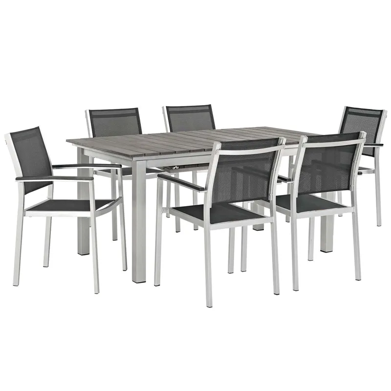 Shore 7 Piece Outdoor Patio Aluminum Outdoor Dining Set