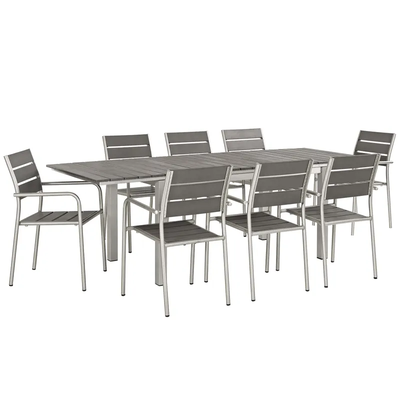 Shore 9 Piece Outdoor Patio Aluminum Outdoor Dining Set