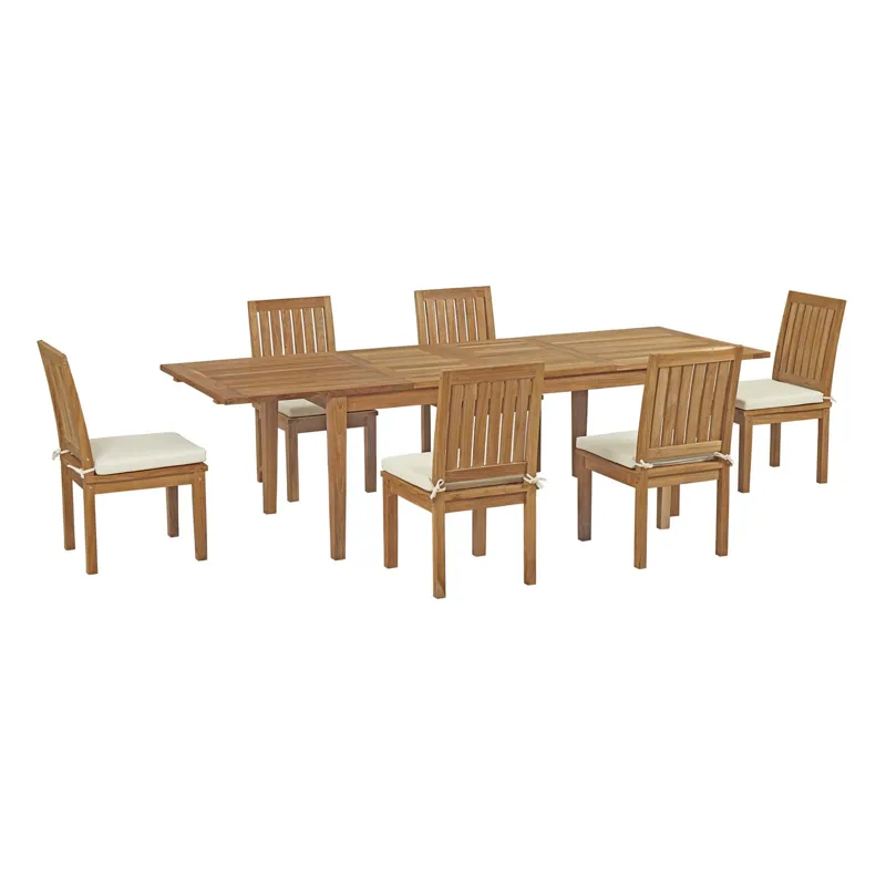 Marina 7 Piece Outdoor Patio Teak Outdoor Dining Set
