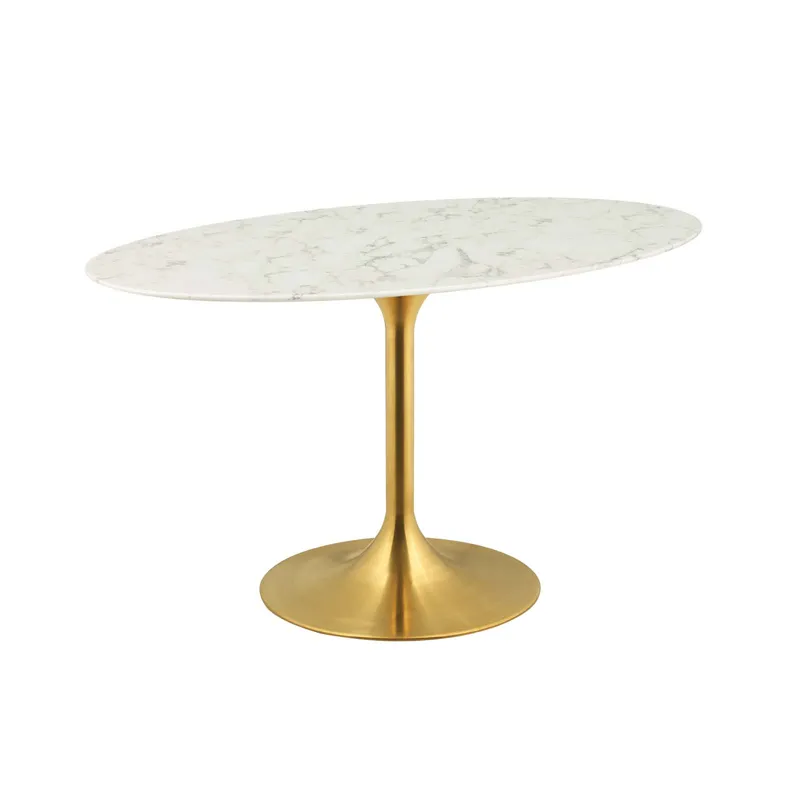 Lippa 54" Oval Artificial Marble Dining Table