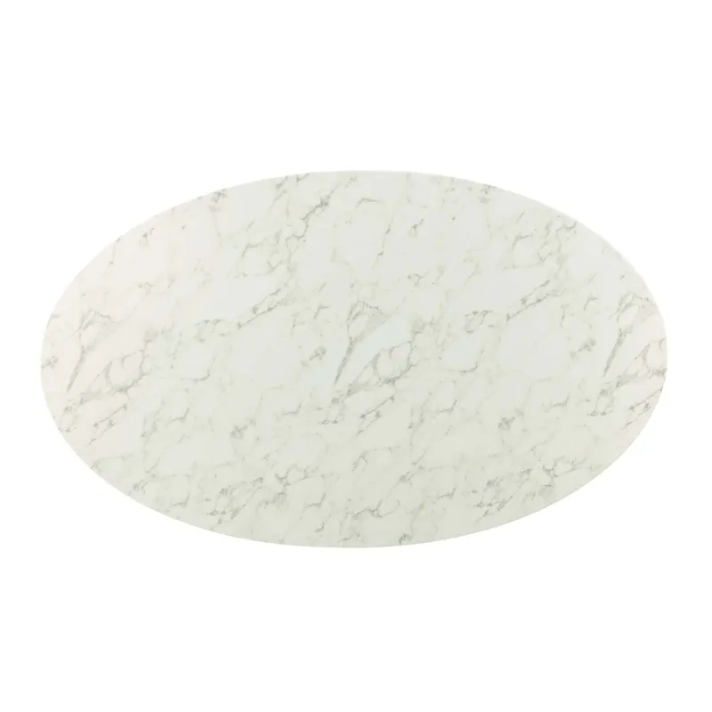 Lippa 78" Oval Artificial Marble Dining Table