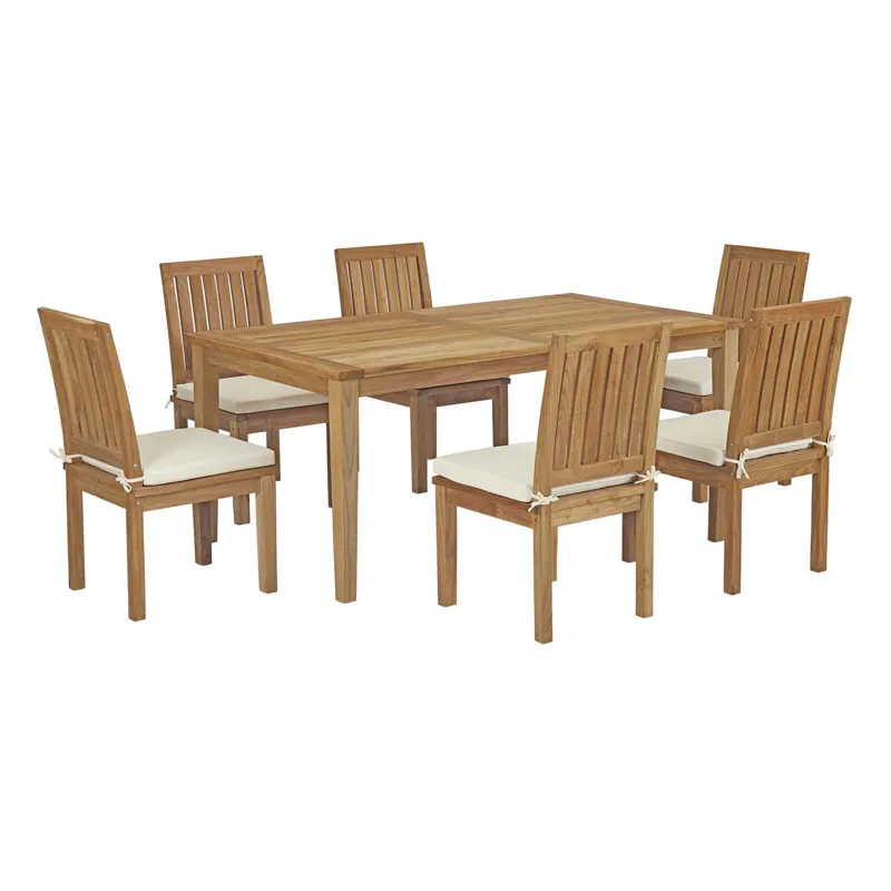 Marina 7 Piece Outdoor Patio Teak Outdoor Dining Set