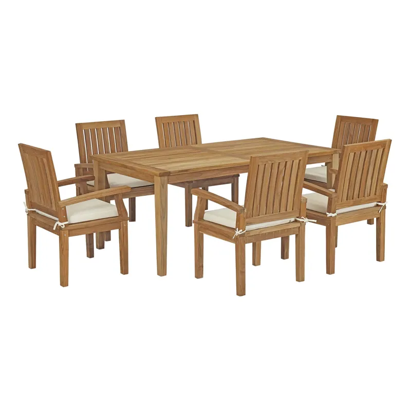 Marina 7 Piece Outdoor Patio Teak Outdoor Dining Set