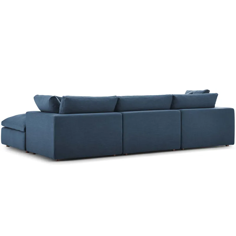 Commix Down Filled Overstuffed 4 Piece Sectional Sofa Set - Azure