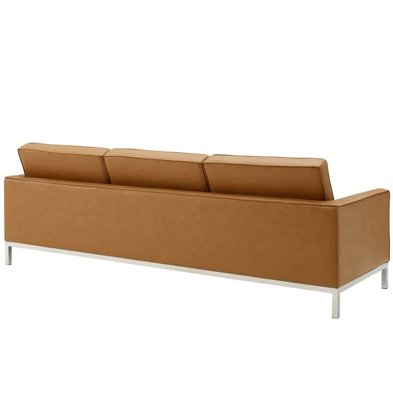 Loft Tufted Upholstered Faux Leather Sofa