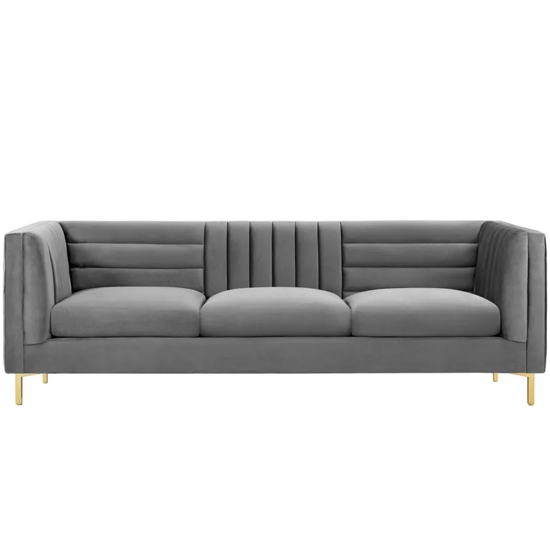 Ingenuity Channel Tufted Performance Velvet Sofa