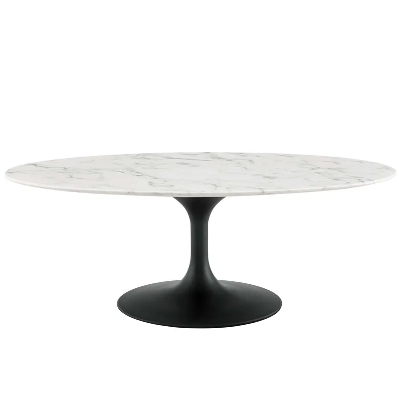 Lippa 48" Oval-Shaped Artificial Marble Coffee Table