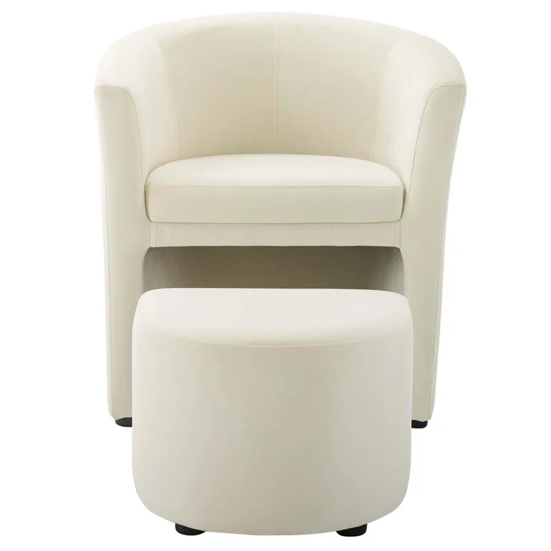 Divulge Performance Velvet Arm Chair and Ottoman Set