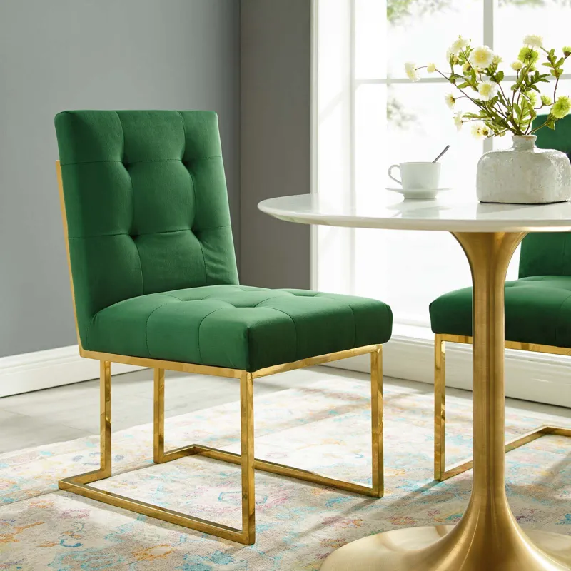 Privy Gold Stainless Steel Performance Velvet Dining Chair