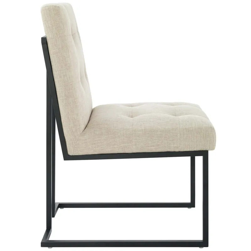 Privy Black Stainless Steel Upholstered Fabric Dining Chair