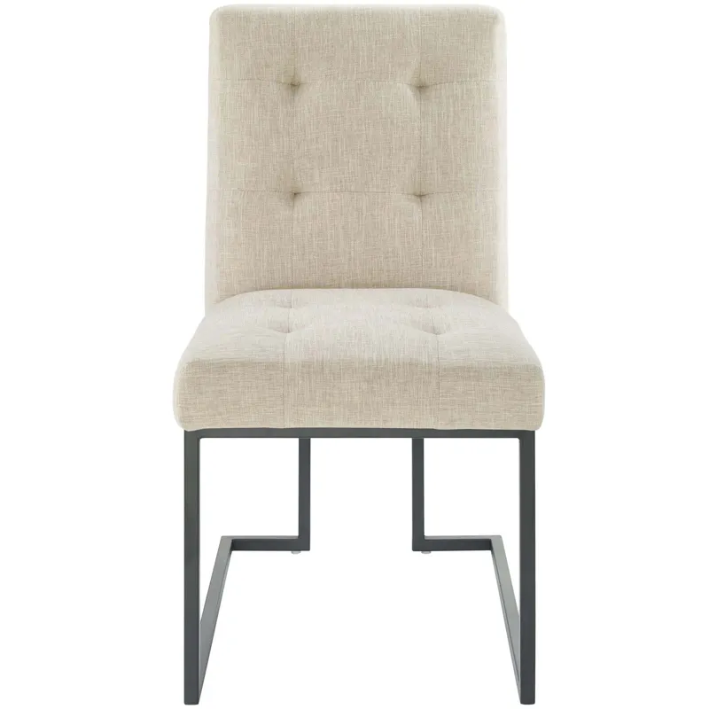 Privy Black Stainless Steel Upholstered Fabric Dining Chair