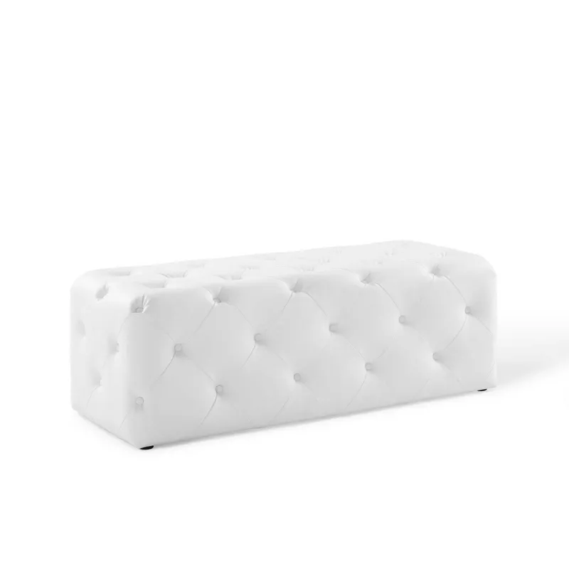 Amour 48" Tufted Button Entryway Faux Leather Bench