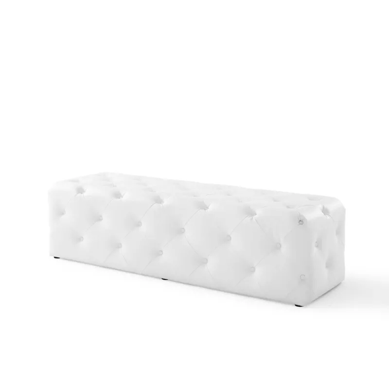 Amour 60" Tufted Button Entryway Faux Leather Bench