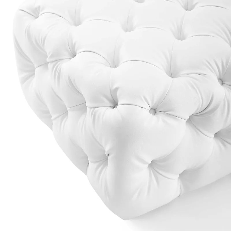 Amour Tufted Button Square Faux Leather Ottoman