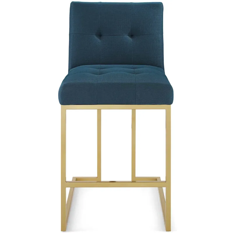 Privy Gold Stainless Steel Upholstered Fabric Counter Stool