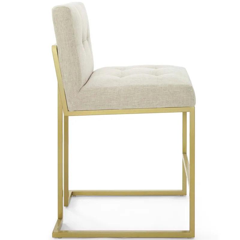 Privy Gold Stainless Steel Upholstered Fabric Counter Stool