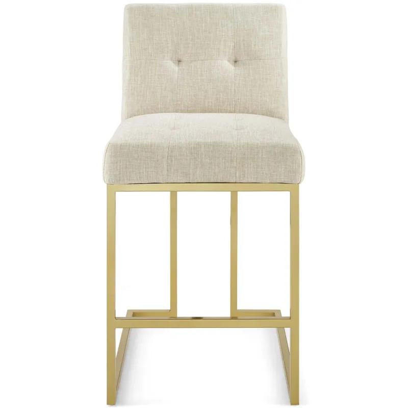Privy Gold Stainless Steel Upholstered Fabric Counter Stool