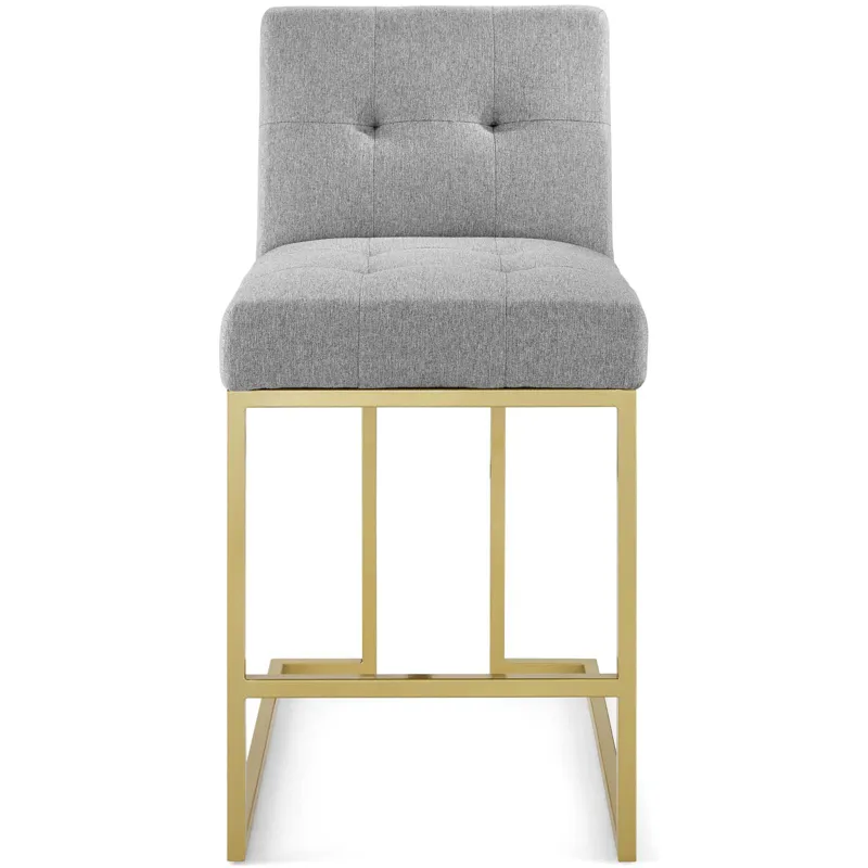 Privy Gold Stainless Steel Upholstered Fabric Counter Stool