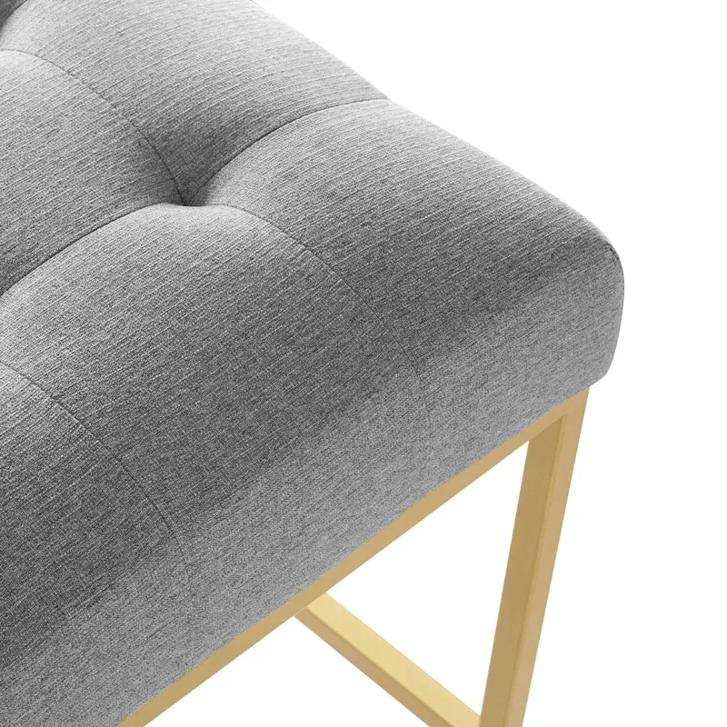 Privy Gold Stainless Steel Upholstered Fabric Counter Stool