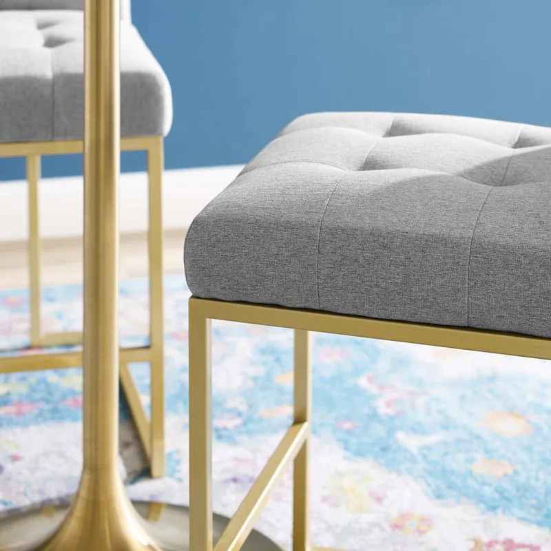 Privy Gold Stainless Steel Upholstered Fabric Counter Stool