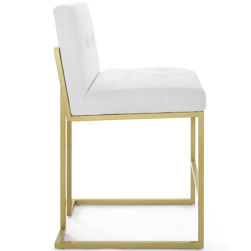 Privy Gold Stainless Steel Upholstered Fabric Counter Stool