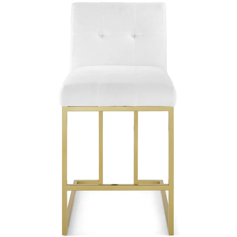 Privy Gold Stainless Steel Upholstered Fabric Counter Stool