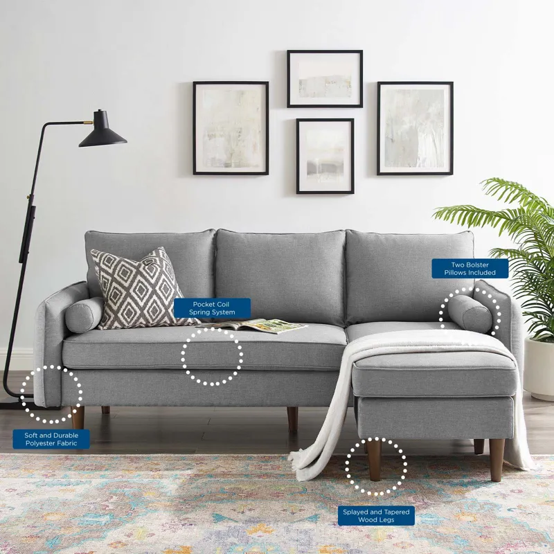 Revive Upholstered Right or Left Sectional Sofa - Light Gray