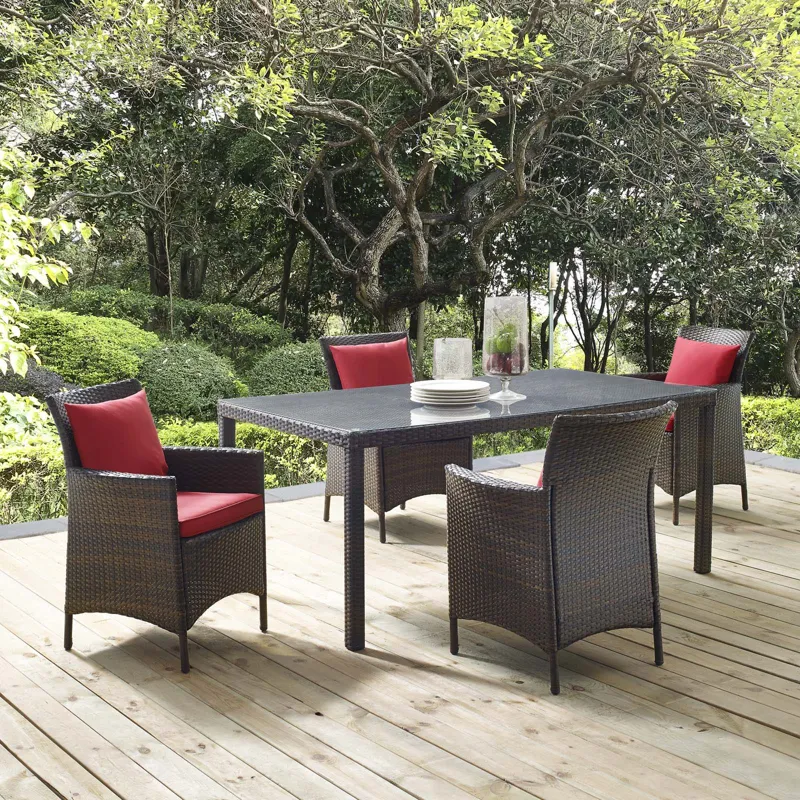 Conduit 5 Piece Outdoor Patio Wicker Rattan Set