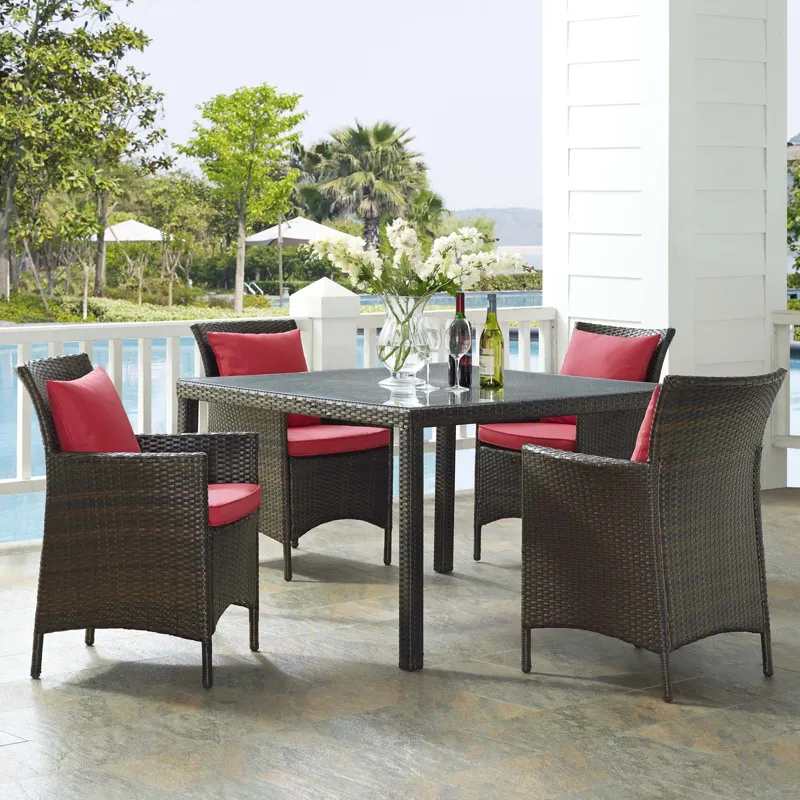 Conduit 5 Piece Outdoor Patio Wicker Rattan Set
