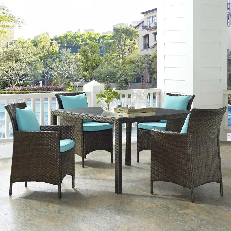 Conduit 5 Piece Outdoor Patio Wicker Rattan Set