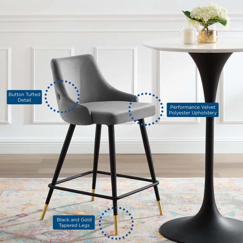 Adorn Performance Velvet Counter Bar Stool