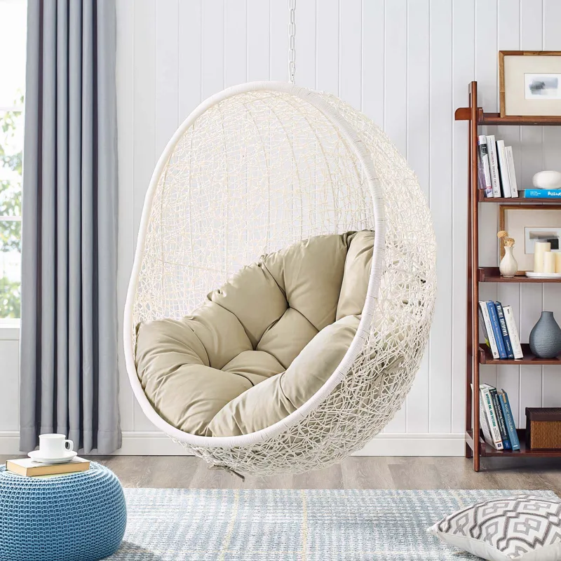 Hide Outdoor Patio Sunbrella Swing Chair With Stand