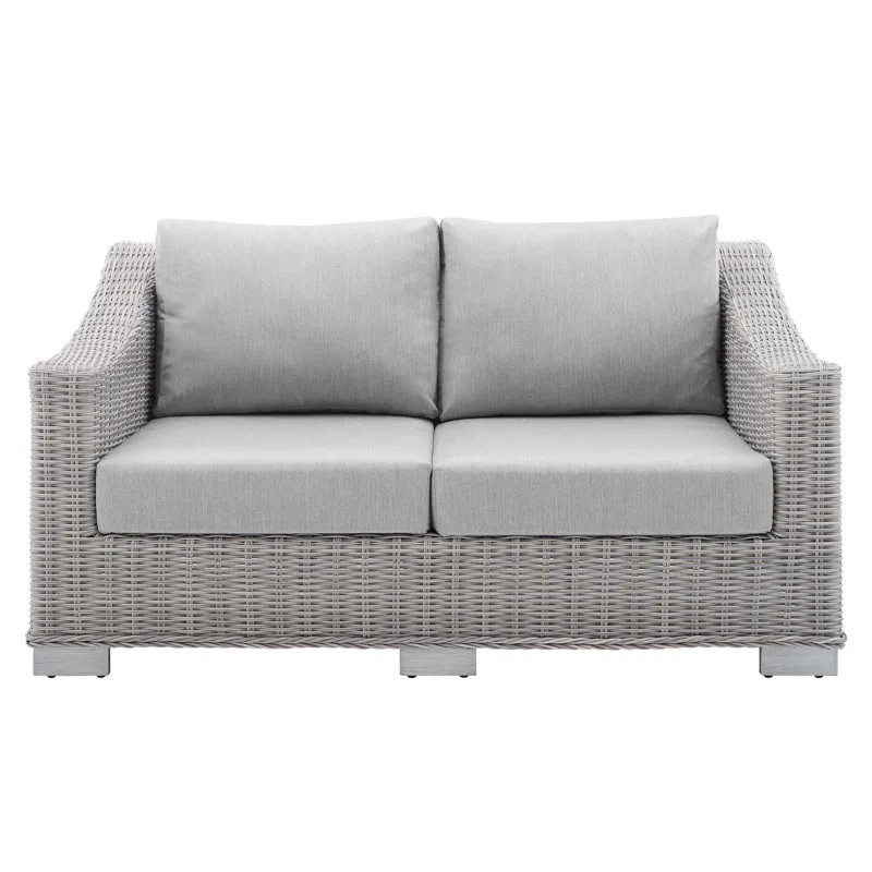 Conway Sunbrella Outdoor Patio Wicker Rattan Loveseat