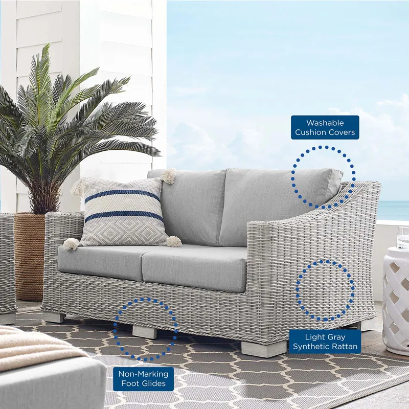 Conway Sunbrella Outdoor Patio Wicker Rattan Loveseat