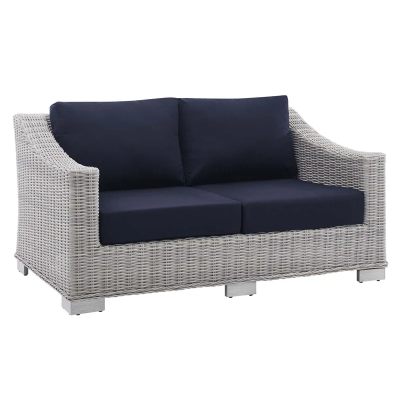 Conway Sunbrella Outdoor Patio Wicker Rattan Loveseat