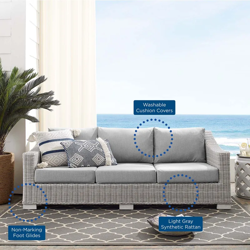 Conway Sunbrella Outdoor Patio Wicker Rattan Sofa