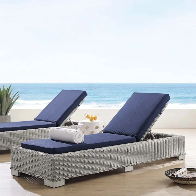 Conway Sunbrella Outdoor Patio Wicker Rattan Chaise Lounge
