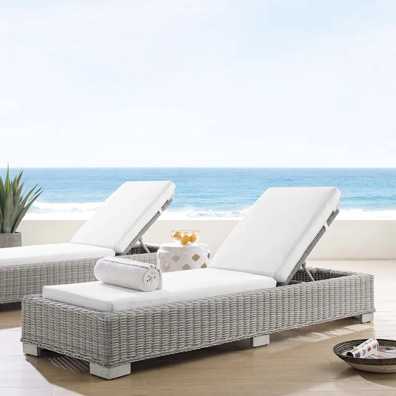 Conway Sunbrella Outdoor Patio Wicker Rattan Chaise Lounge