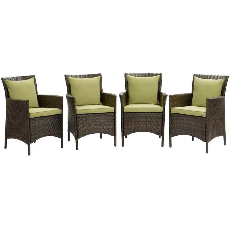 Conduit Outdoor Patio Wicker Rattan Dining Armchair Set of 4