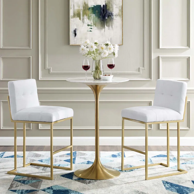 Privy Gold Stainless Steel Performance Velvet Bar Stool Set of 2