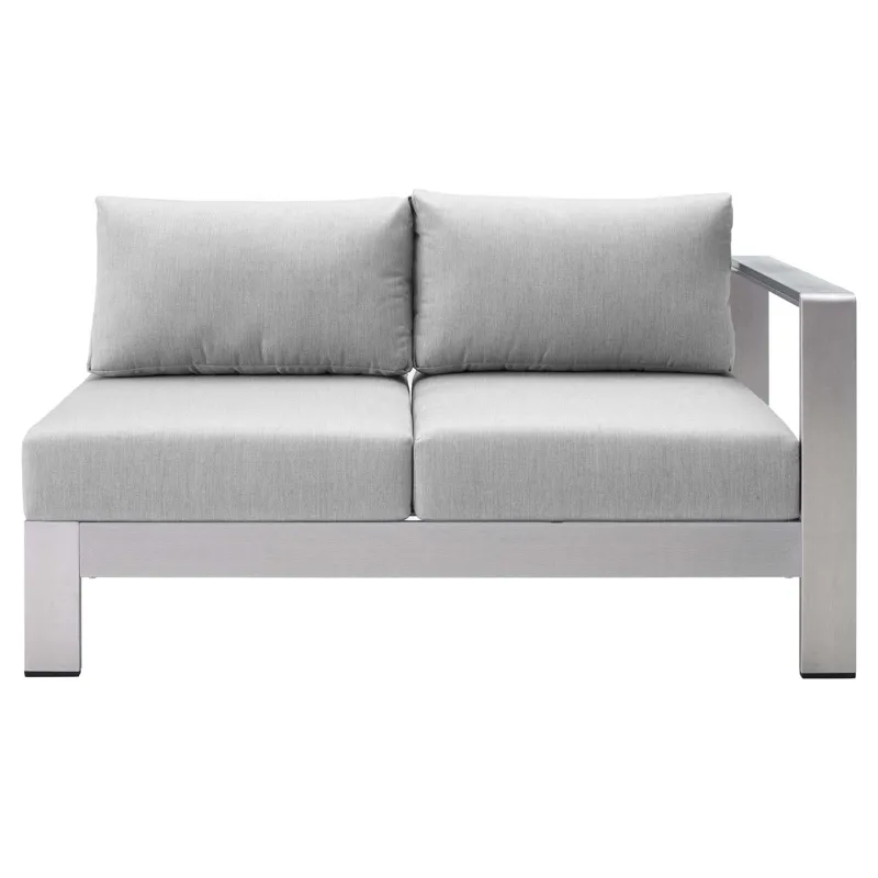 Shore Sunbrella Fabric Aluminum Outdoor Patio Right-Arm Loveseat