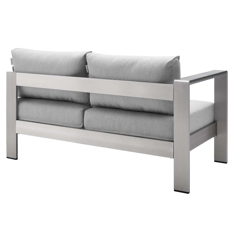 Shore Sunbrella Fabric Aluminum Outdoor Patio Left-Arm Loveseat