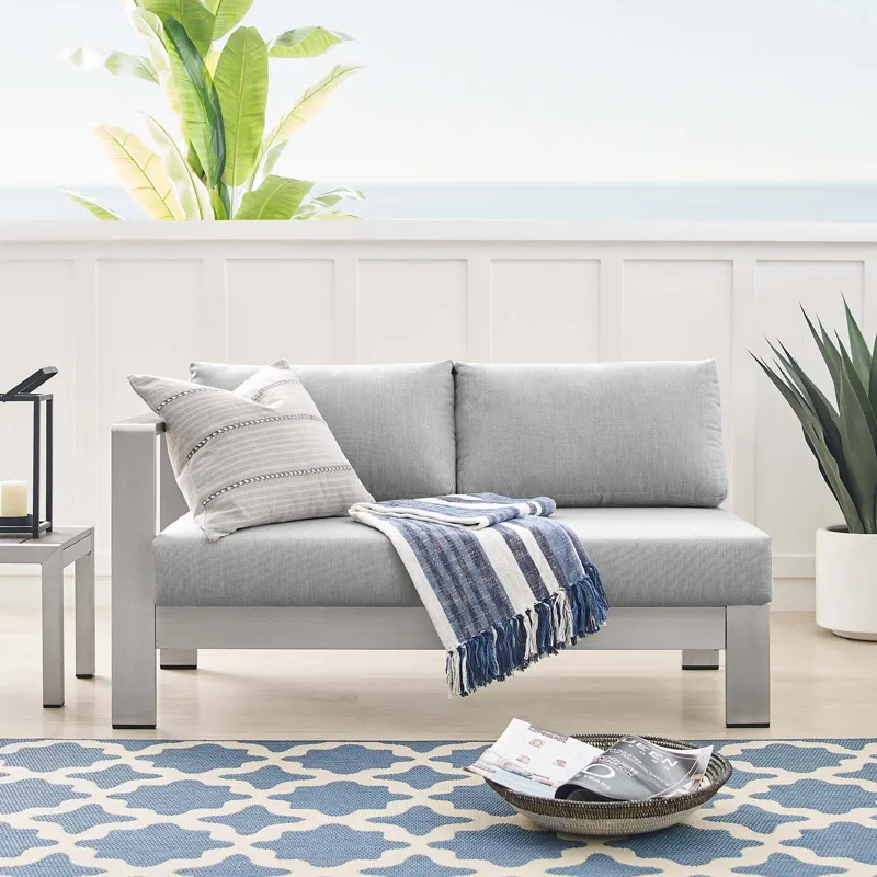 Shore Sunbrella Fabric Aluminum Outdoor Patio Left-Arm Loveseat