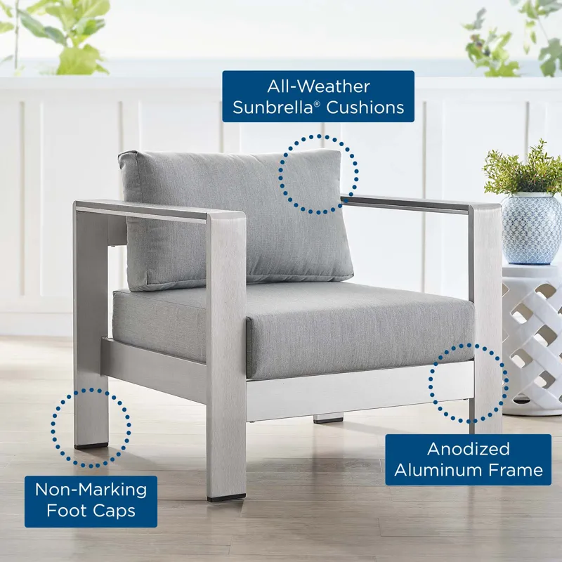 Shore Sunbrella Fabric Aluminum Outdoor Patio Armchair